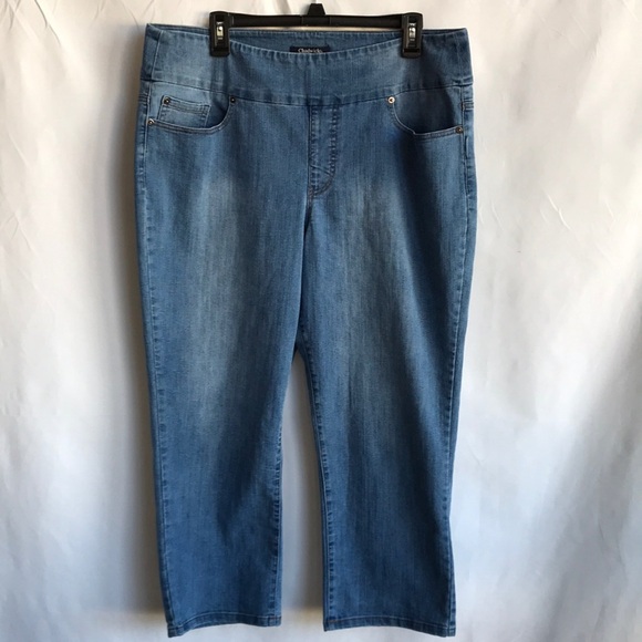 Chadwicks of Boston blue high-rise pull-on crop jeans, 16T - Picture 1 of 10
